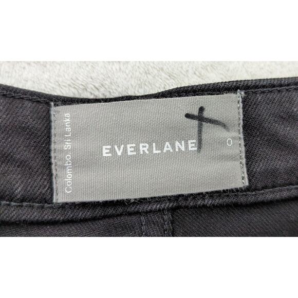Everlane Size 0 Women's Dark Wash Black The Straight Leg Crop Denim Jeans 0279 - Picture 3 of 6